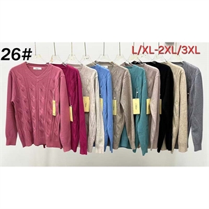 Sweter damski z dekoltem w serek  L/XL-2XL/3XL