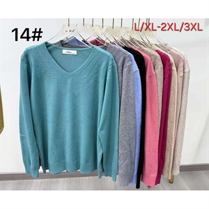Sweter damski z dekoltem w serek  L/XL-2XL/3XL