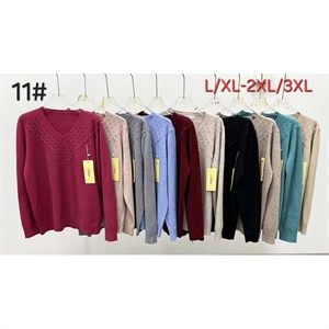 Sweter damski z dekoltem w serek  L/XL-2XL/3XL