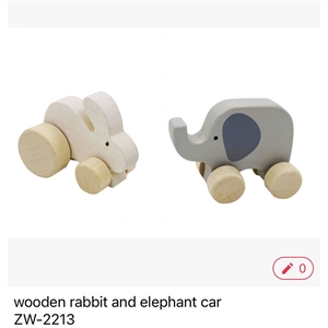 Zabawka - Drewniany samochód z królikiem i słoniem