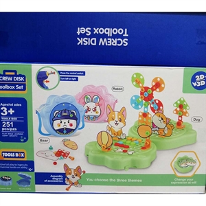 Zabawka - zestaw narzędzi w kształcie dysku śrubowego