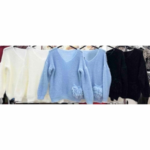 Sweter damski z dekoltem w serek