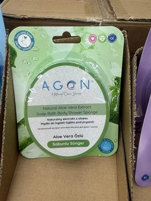 Naturalne mydło z ekstraktem z aloesu, gąbka do kąpieli i pod prysznic