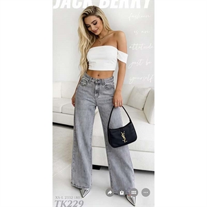 Jeansy szerokie nogawki  XS-L