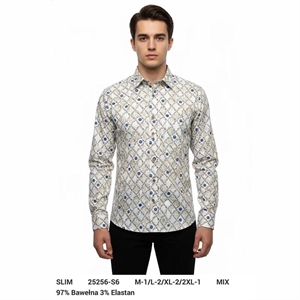 Koszula męska cyfrowy nadruk z długim rękawem krój slim fit produkt Turecki  M-2XL