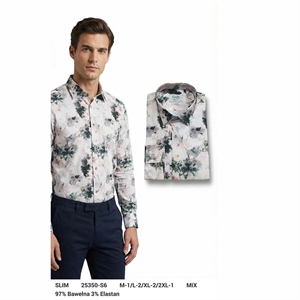 Koszula męska cyfrowy nadruk z długim rękawem krój slim fit produkt Turecki  M-2XL