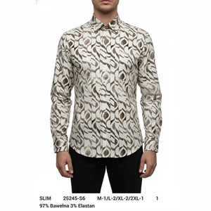 Koszula męska cyfrowy nadruk z długim rękawem krój slim fit produkt Turecki  M-2XL