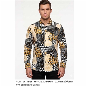 Koszula męska cyfrowy nadruk z długim rękawem krój slim fit produkt Turecki  M-2XL