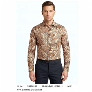 Koszula męska cyfrowy nadruk z długim rękawem krój slim fit produkt Turecki  M-2XL