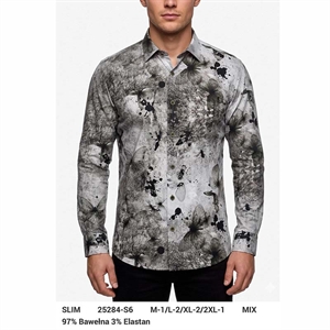 Koszula męska cyfrowy nadruk z długim rękawem krój slim fit produkt Turecki  M-2XL