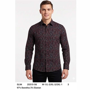 Koszula męska cyfrowy nadruk z długim rękawem krój slim fit produkt Turecki  M-2XL
