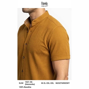 Koszula męska stójka a la len na krótki rękaw produkt Turecki  M-2XL