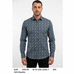 Koszula męska cyfrowy nadruk z długim rękawem krój slim fit produkt Turecki  M-2XL