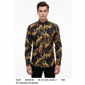 Koszula męska cyfrowy nadruk z długim rękawem krój slim fit produkt Turecki  M-2XL
