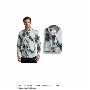 Koszula męska cyfrowy nadruk z długim rękawem krój slim fit produkt Turecki  M-2XL