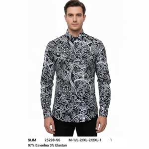 Koszula męska cyfrowy nadruk z długim rękawem krój slim fit produkt Turecki  M-2XL
