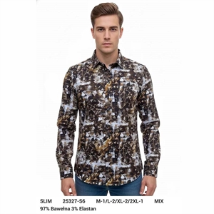 Koszula męska cyfrowy nadruk z długim rękawem krój slim fit produkt Turecki  M-2XL