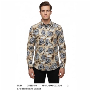 Koszula męska cyfrowy nadruk z długim rękawem krój slim fit produkt Turecki  M-2XL