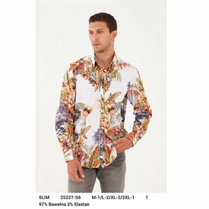 Koszula męska cyfrowy nadruk z długim rękawem krój slim fit produkt Turecki  M-2XL
