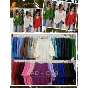 Sweter damski z dekoltem w serek