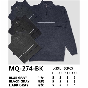 Sweter męski na pół suwak  L-3XL