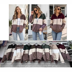 Bluza damska rozpinana na zamek z kapturem produkt Włoski