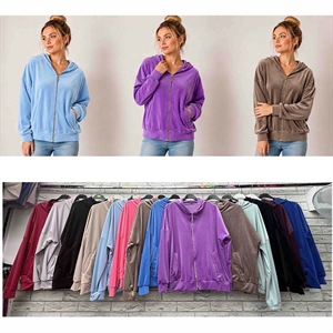 Bluza damska rozpinana na zamek z kapturem produkt Włoski