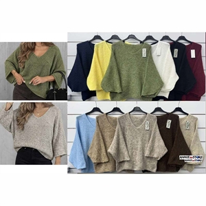 Sweter damski z dekoltem w serek