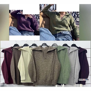 Sweter damski z dekoltem w serek