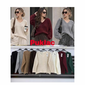 Sweter damski z dekoltem w serek