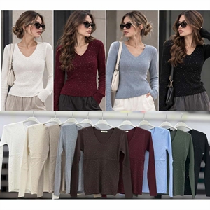 Sweter damski z dekoltem w serek
