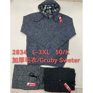 Sweter męski gruby na suwak  L-3XL