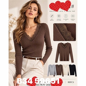Sweter damski z dekoltem w serek  S/M-L/XL