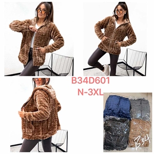 Bluza damska futerkowa z kapturem  M-3XL