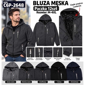 Bluza męska rozpinana na zamek z kapturem  M-4XL