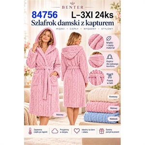 Szlafrok damski z kapturem  L-3XL