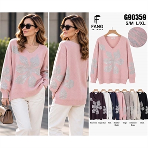 Sweter damski z dekoltem w serek  S/M-L/XL