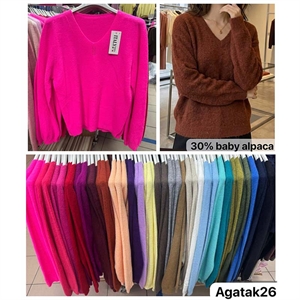 Sweter damski z dekoltem w serek
