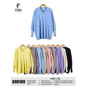 Sweter damski z dekoltem w serek  S/M-L/XL