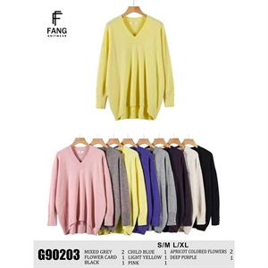 Sweter damski z dekoltem w serek  S/M-L/XL