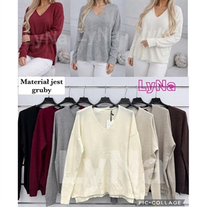 Sweter damski z dekoltem w serek