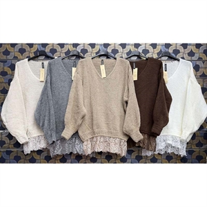 Sweter damski z dekoltem w serek - Produkt Włoski