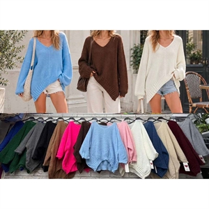 Sweter damski z dekoltem w serek