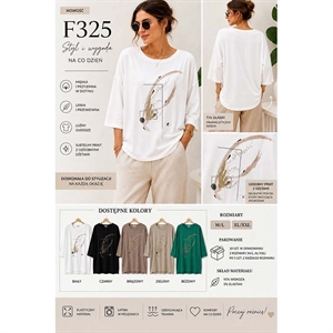 Bluzka damska z 3/4 rękawem  M/L-XL/2XL