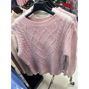 Prążkowany sweter damski okrągły  M-XL