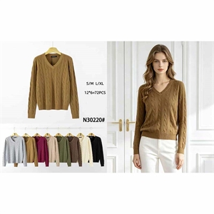 Sweter damski z dekoltem w serek  S/M-L/XL