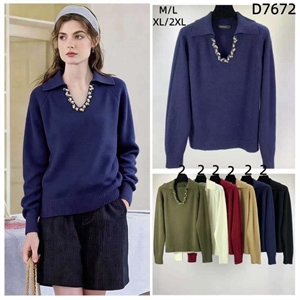 Sweter damski z kołnierzykiem  M/L-XL/2XL