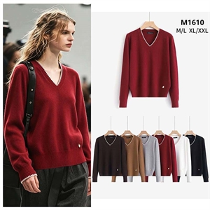 Sweter damski z dekoltem w serek  M/L-XL/2XL