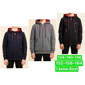 Bluza chłopięca rozpinana na zamek z kapturem  134-164
