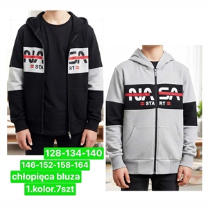 Bluza chłopięca rozpinana na zamek z kapturem  128-164